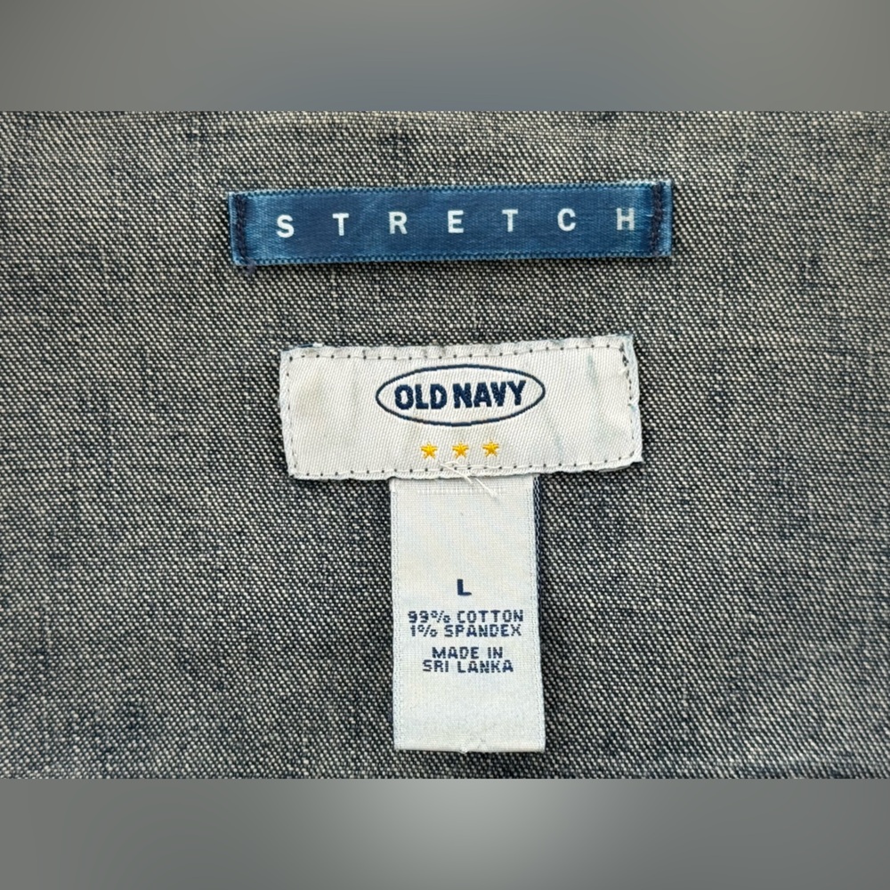 Old Navy Medium Washed Cropped Stretch Denim Trucker's Jacket, Women's Size L - Picture 11 of 13